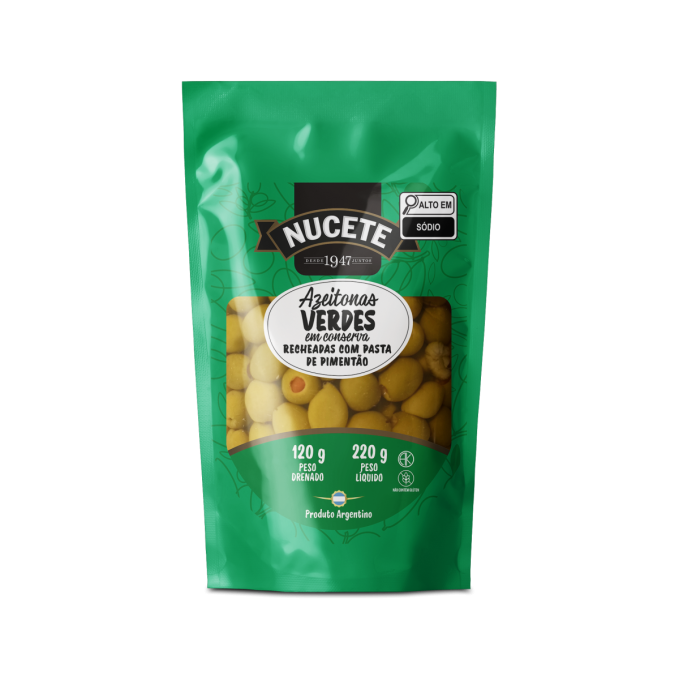 Azeitona Verde Recheada com Pimentão - Doypack 120g