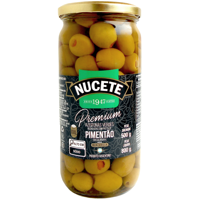 Azeitona Verde Recheada com Pimentão Nucete Premium- 500g