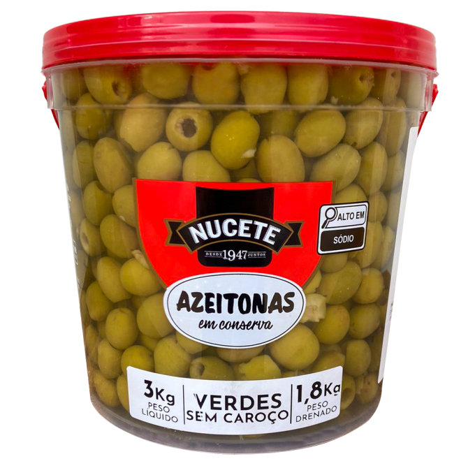 Azeitona Verde Sem Caroço Nucete - Balde 1,8kg