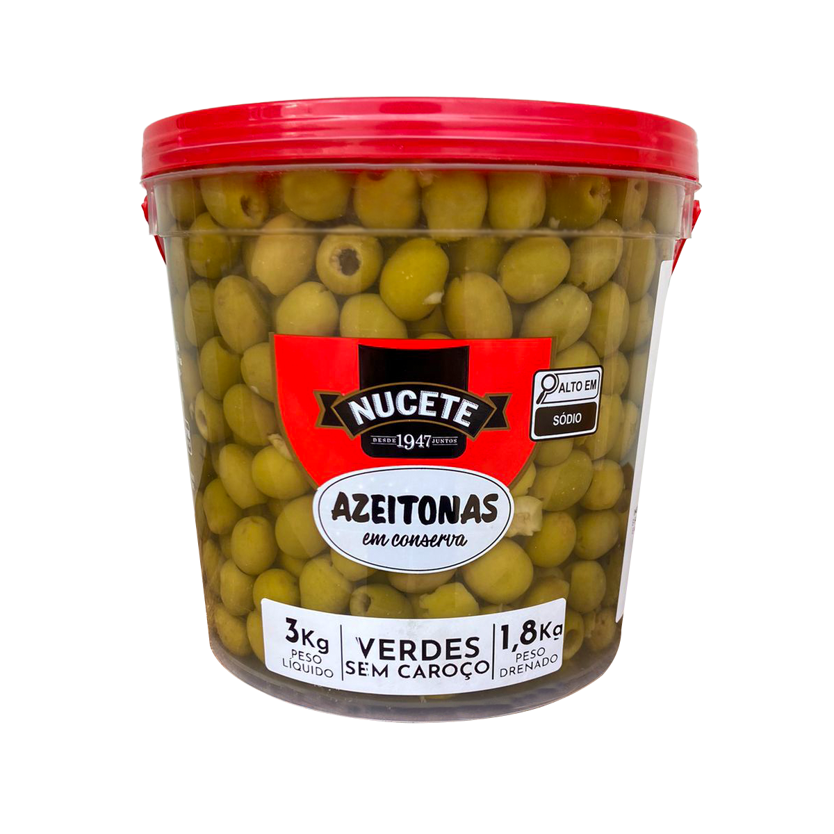 Azeitona Verde Sem Caroço Nucete - Balde 1,8kg