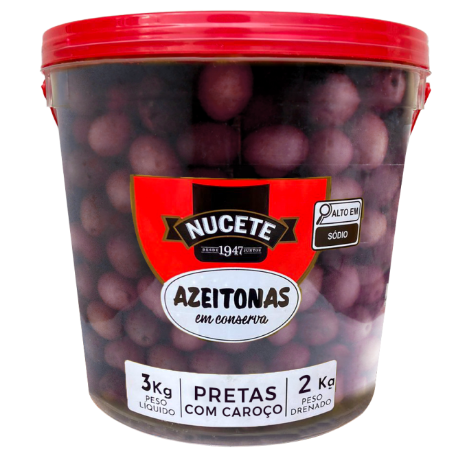 Azeitona Preta com Caroço Nucete - Balde 2kg