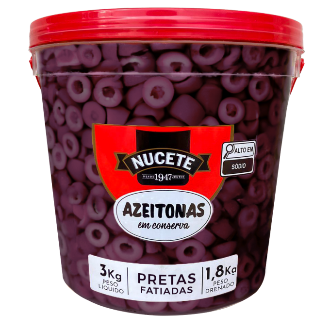 Azeitona Preta Fatiada Nucete - Balde 1,8kg