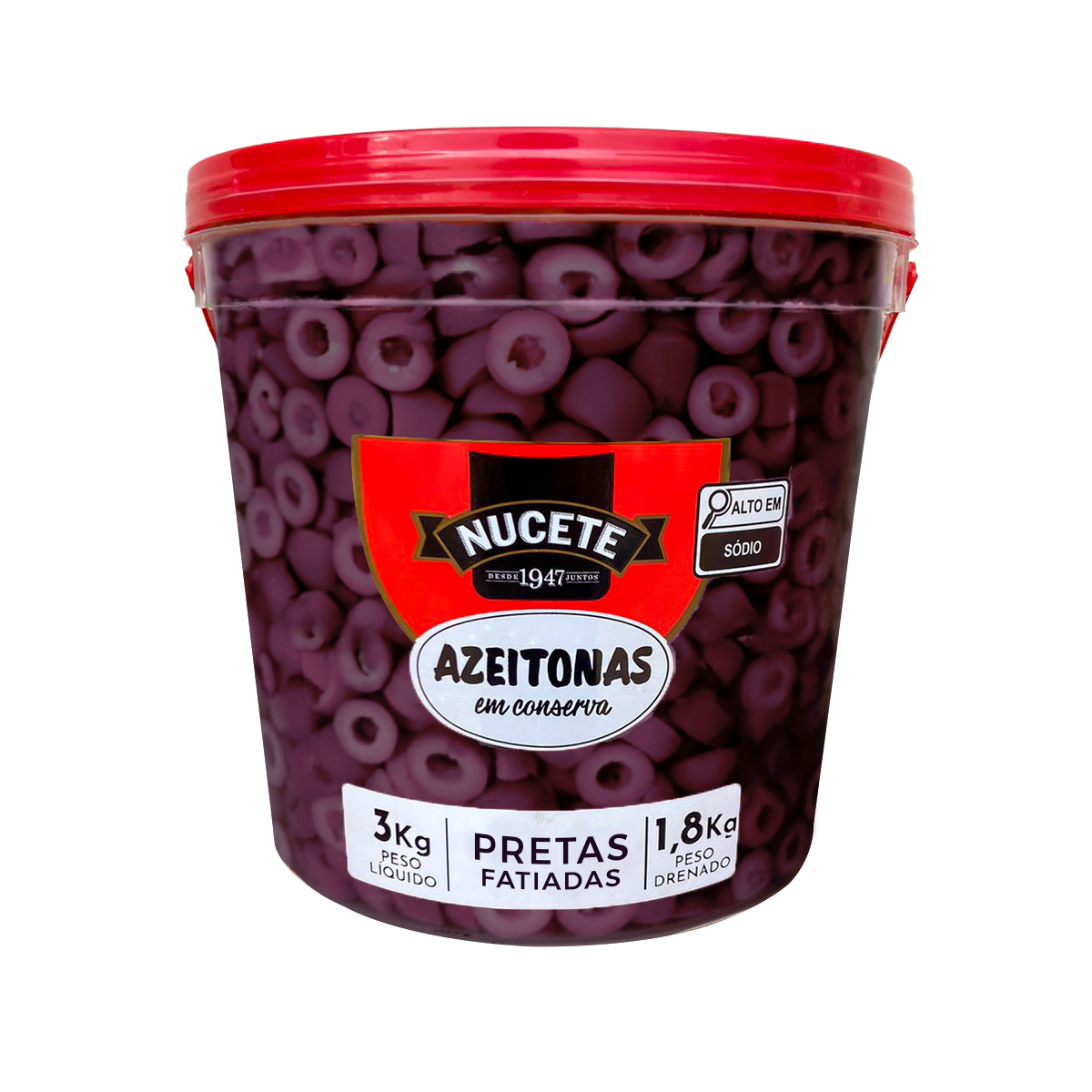 Azeitona Preta Fatiada Nucete - Balde 1,8kg