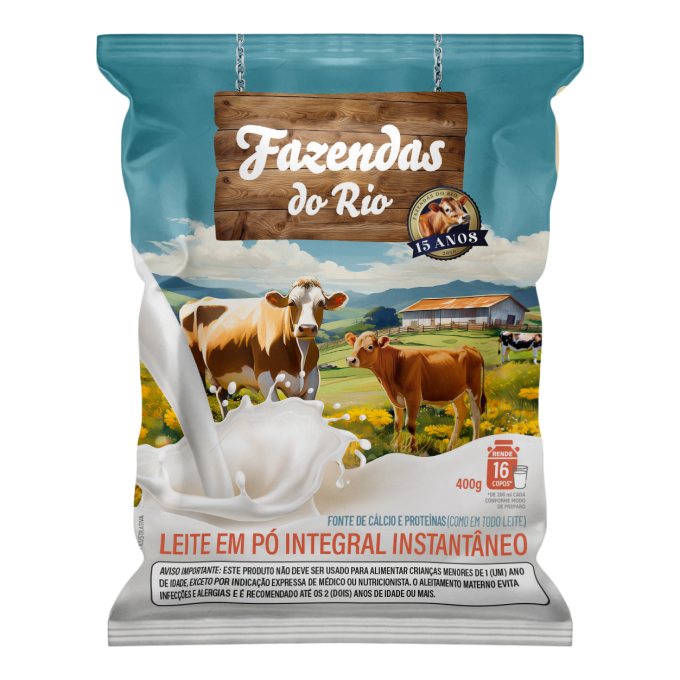 Leite em pó Integral Instantâneo - Fazendas do rio 400g