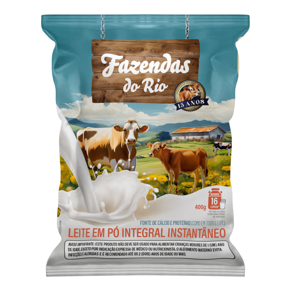 Leite em pó Integral Instantâneo - Fazendas do rio 400g