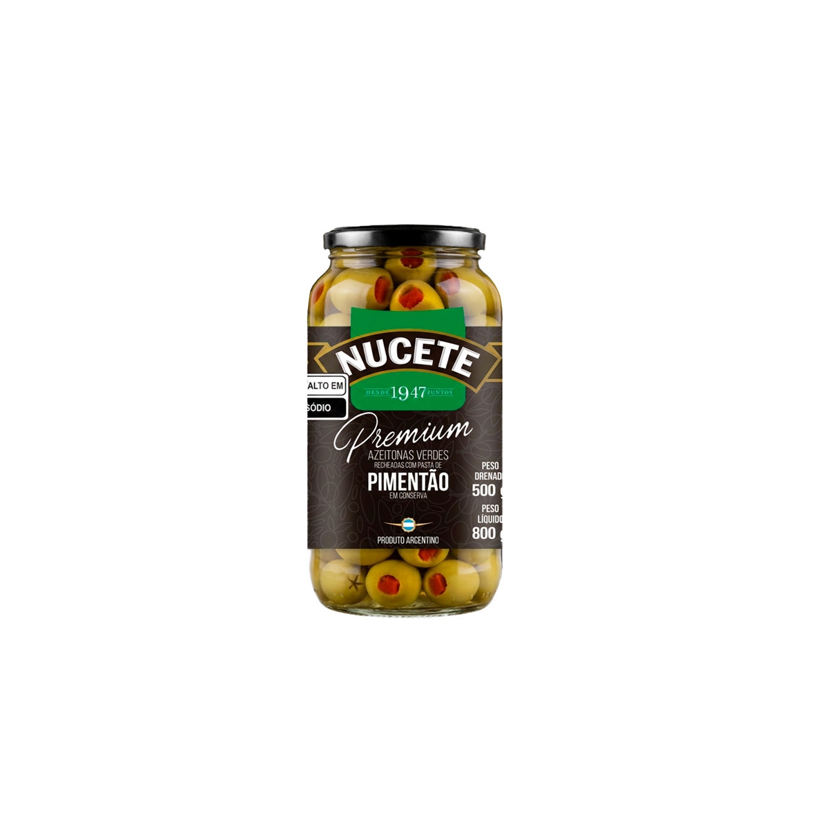 Azeitona Verde Recheada com Pimentão 500g Nucete Premium