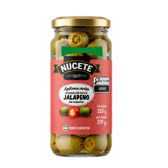 Azeitona Verde Recheada com Pimenta Jalapeño 200g - Nucete