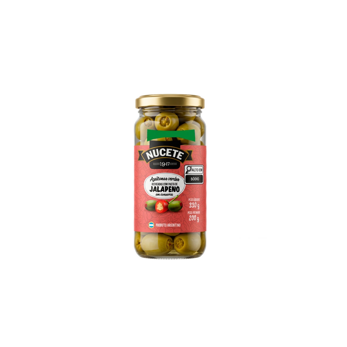 Azeitona Verde Recheada com Pimenta Jalapeño 200g - Nucete